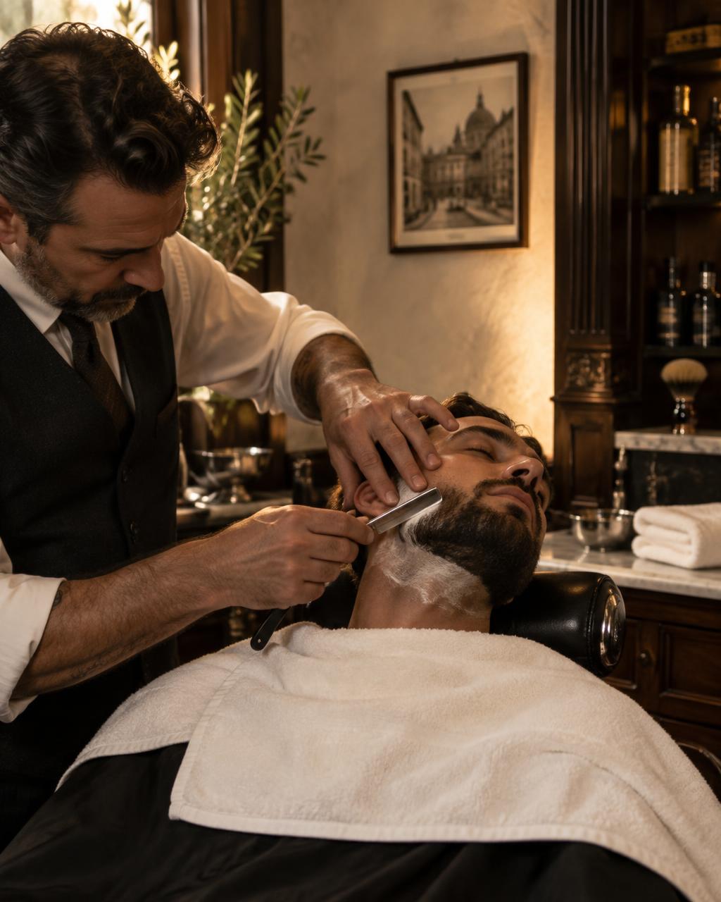 Rituale barba con rasoio tradizionale