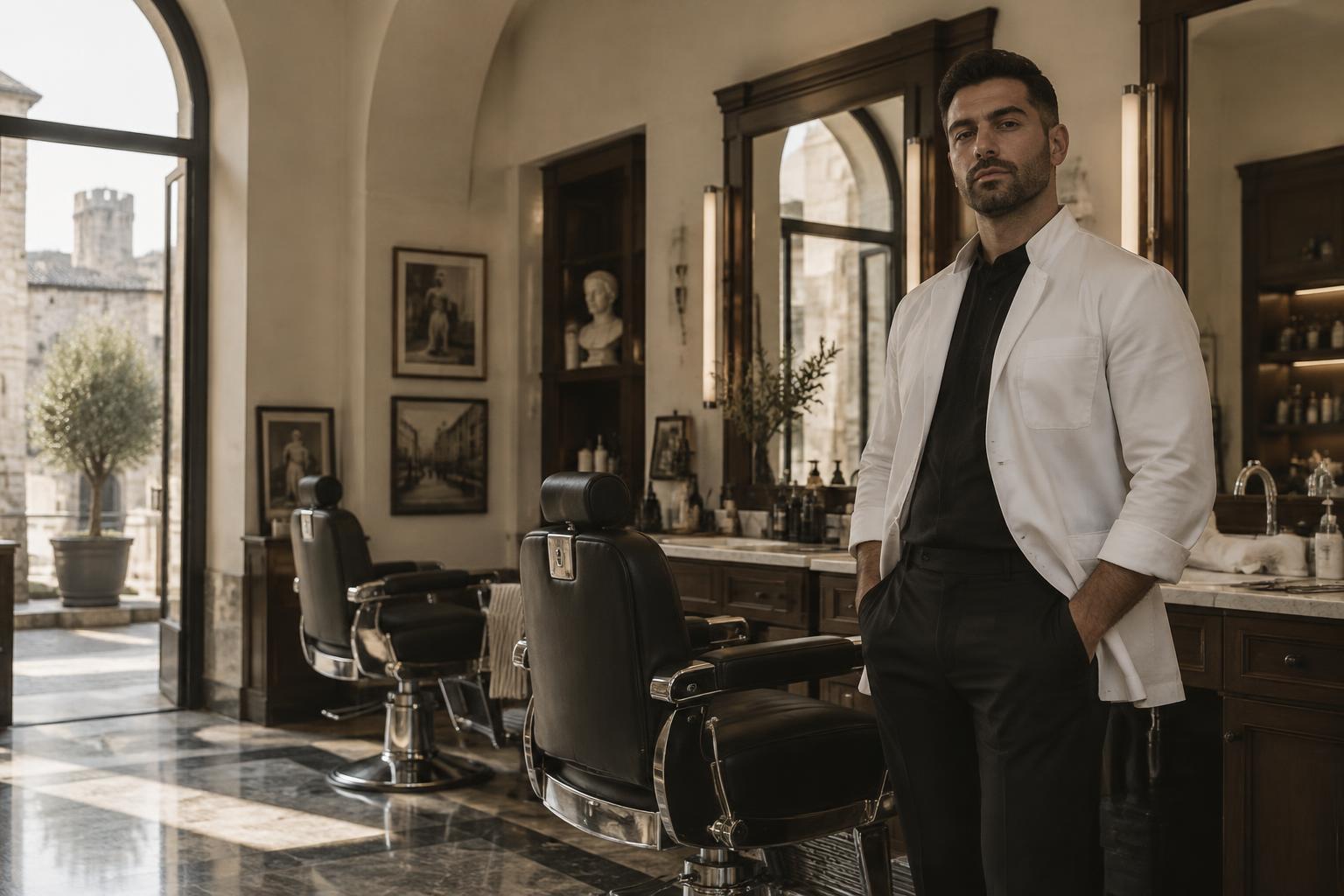 Sam Barber nel suo studio a Brescia